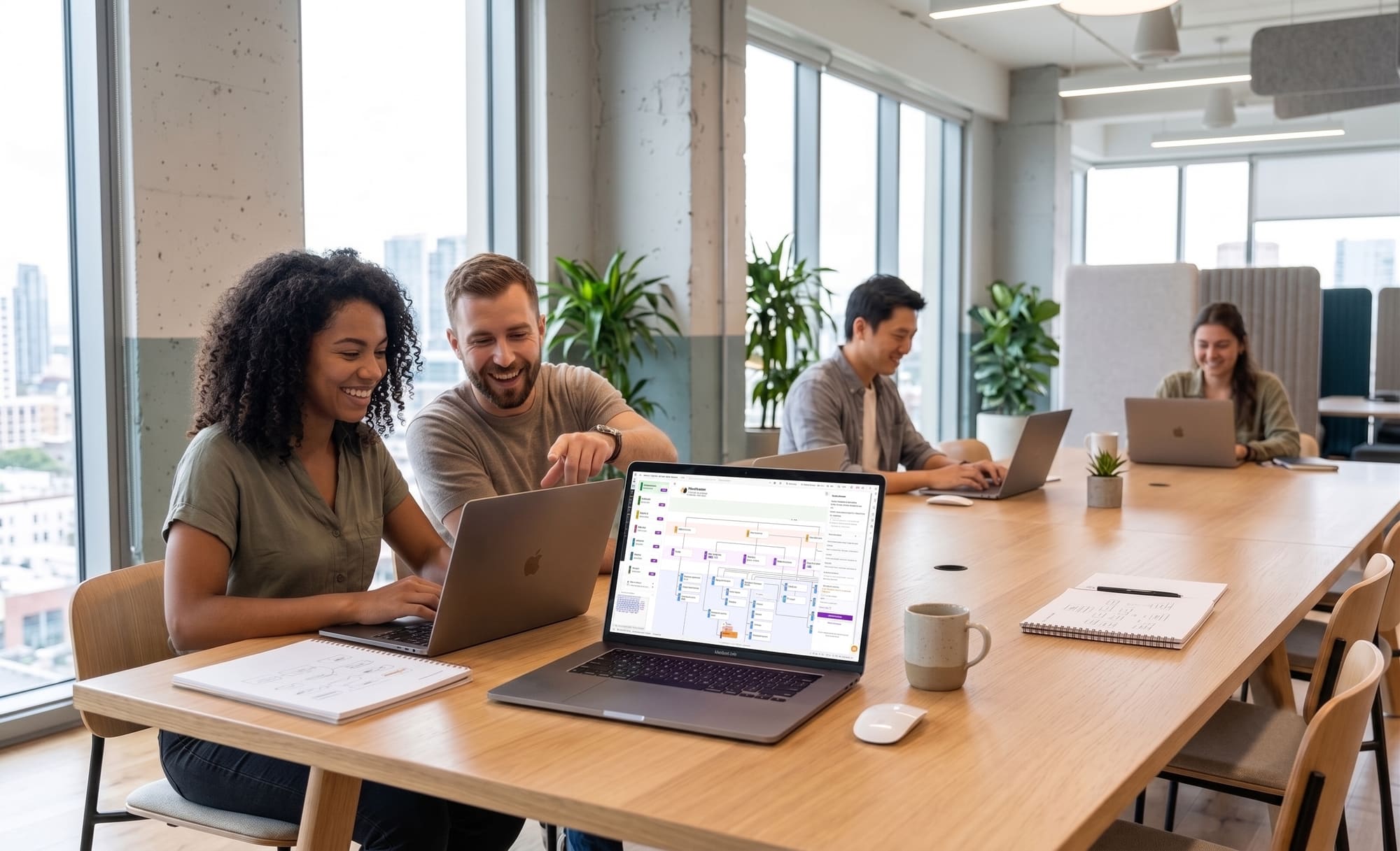 Ein Team arbeitet gemeinsam an einem KPI-Baum in KPI Tree Studio